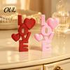 Romantic Bedroom Bedside Decor 2Pcs 3D Printed Stacked LOVE Letter Ornament with Heart Decor, Light Luxury Style Table Topper Tabletop Love Sculpture,