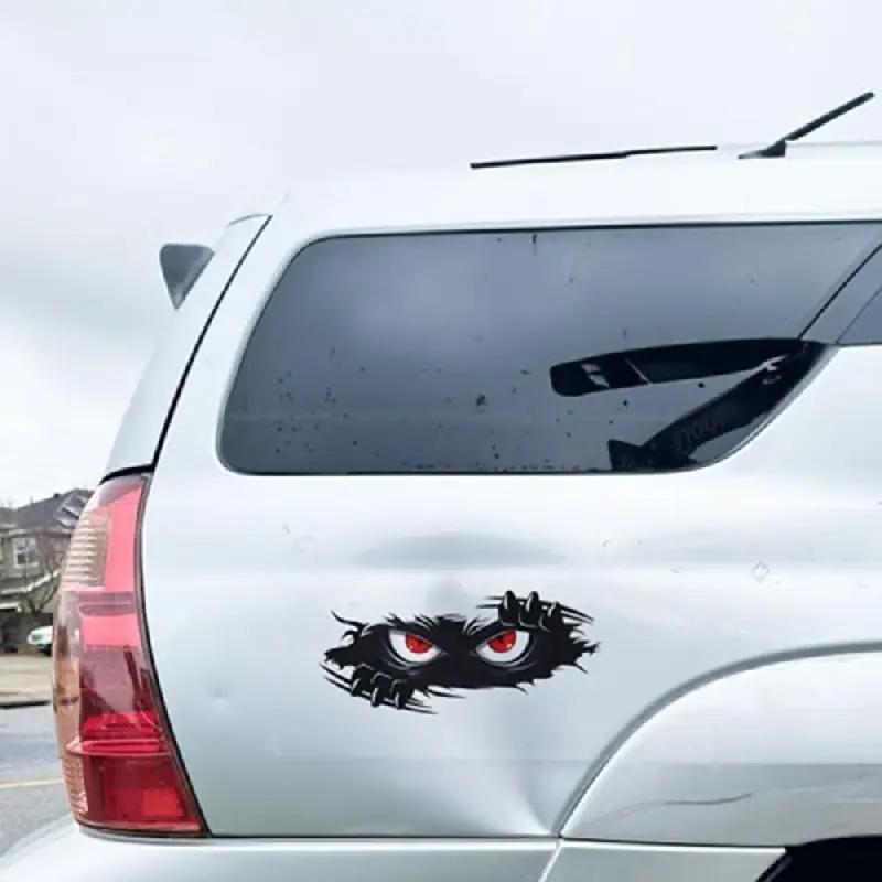 Angry Peeping Monster Vinyl Car Decal - Large Durable Sticker for Cars Trucks and Sports Vehicles Black Bumper Sticker