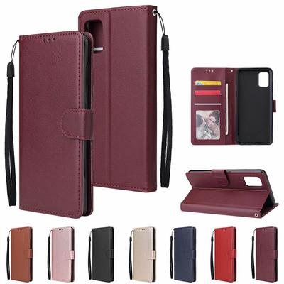 Suitable for Samsung A51 Mobile Phone Leather Case S21FE Solid Color Leather Pattern Photo Frame Card Holder Protective Case A32 Foreign Trade