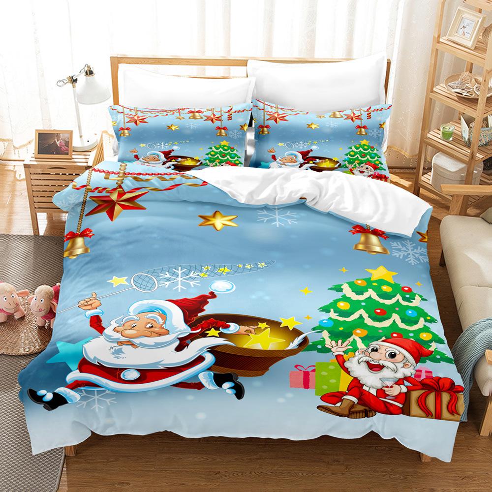 3D Digital Printing Three-Piece Set, Santa Series, Printed Bedding Kit