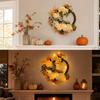 Artificial Fall Wreath with Golden Warm Light for Front Door Home Decor