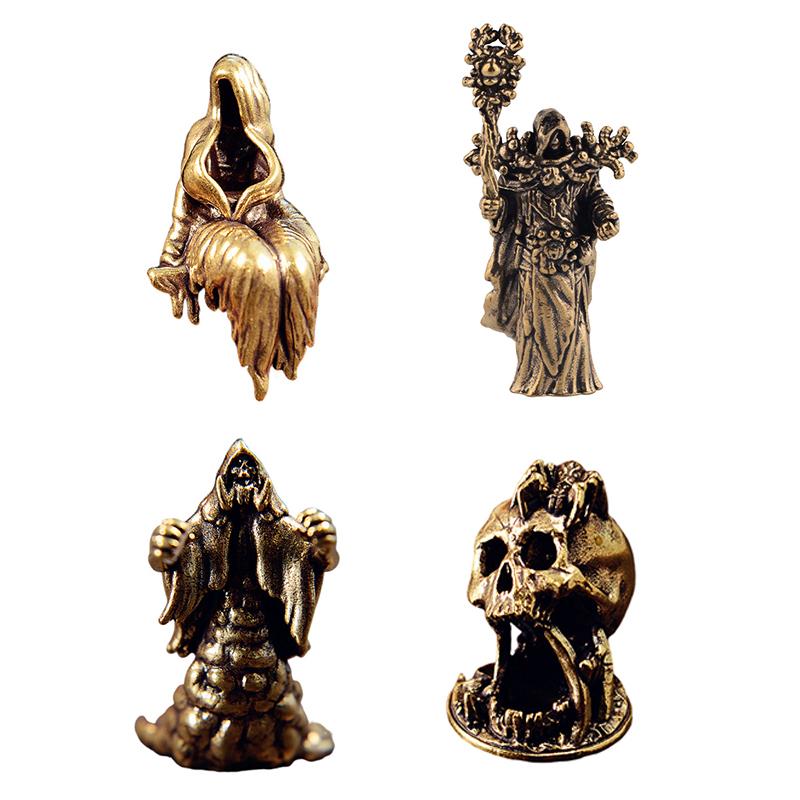 Vintage Copper Ghost Goddess Statue Skeletal Mage Figurine Tabletop Ornament Miniature Halloween Home Decor Crafts Gift