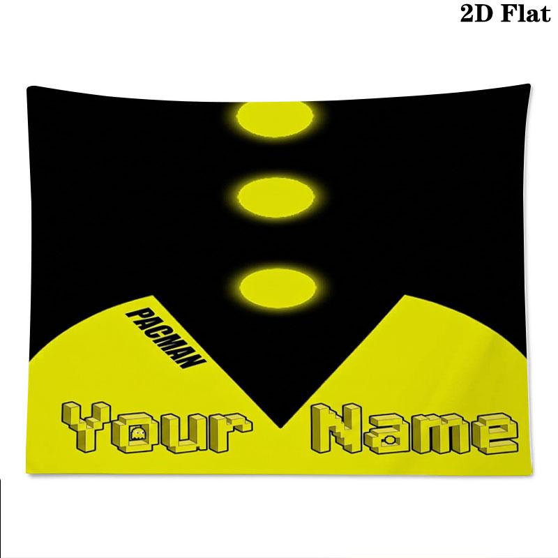 Pac-Man Custom Name Wall Tapestry Aesthetic Wall Hanging Printed Fabric Blanket Decorative Tapestries for Bedroom Living Room Home Decor