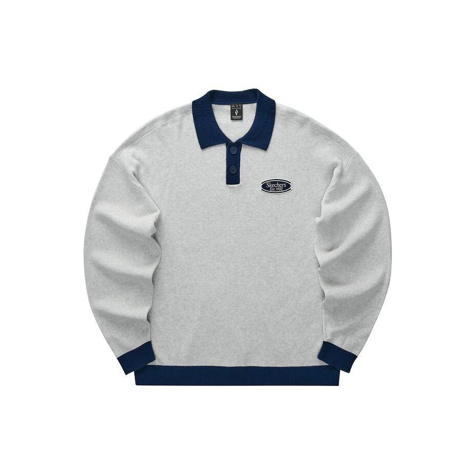 Skechers Color Block Polo Neck Pullover Sweatshirt Unisex sweatshirt Gray L124U032-0248 M