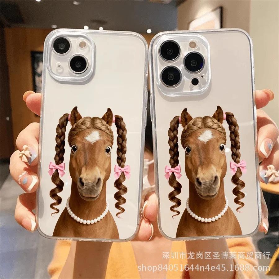 Ponytail Horse Is Suitable for Apple 15 Mobile Phone Case iPhone14Pro All-inclusive 11promax Anti-drop 16 Protective Case.