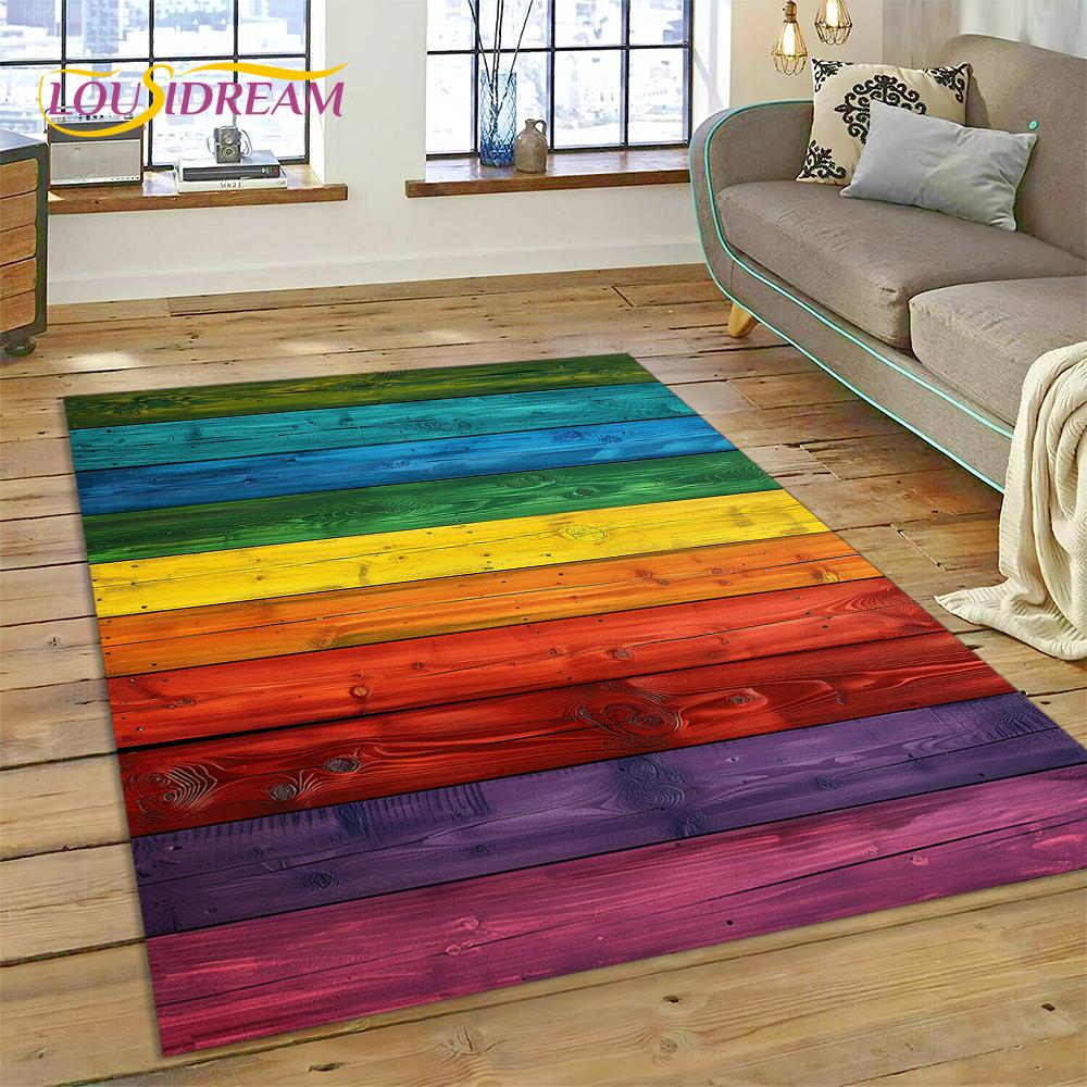 Alfombra Personalizada de Madera con Grano de Color 3D para Decoración de Sala de Estar y Dormitorio, Felpudo Antideslizante para Sofá Felpudo