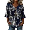 Women V Neck Floral Print Button Front Loose Fit Blouse Ruffle Sleeve Casual Top for Everyday Wear