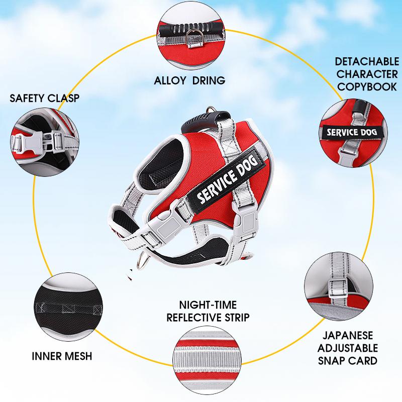 No Pull Dog Vest Harness Service Dog Chest Collars Puppy Accessories Tactical Train Medium Small Leash Set For All Breeds Dogs