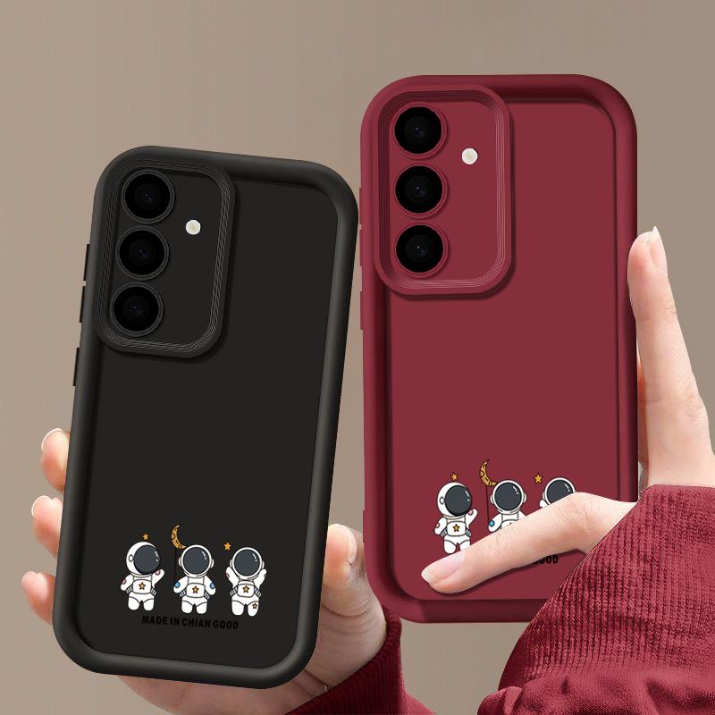 Little Astronaut Print Soft Shockproof Phone Case For Samsung S25 Ultra S24 FE S23 Plus S22 A56 A36 A16 A55 A06 A05 A15 A35 A54 Matte TPU Bumper Cover