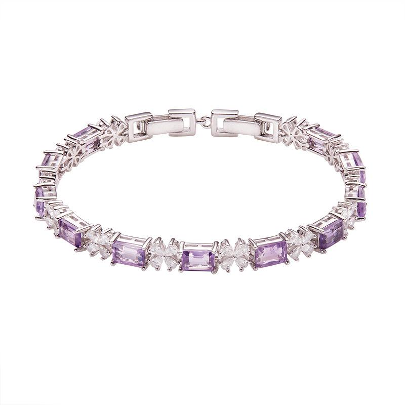 

Pure Body High Quality Natural Amethyst Bracelet Women S S925 Sterling Silver Color Treasure Jewelry