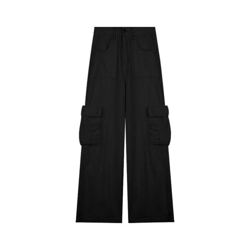 

Dopamine wear overalls women s summer new loose straight drape apricot wide-leg floor pants S чёрный