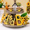 Wooden Bee Adorable Letter Sign Cheerful Yellow Bee Decor For Spring Summer Styling Home