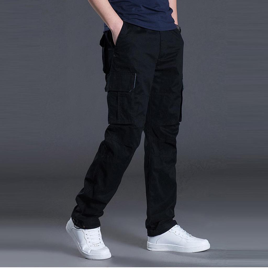 Men's Cotton Cargo Pants - Loose, Multi-Pocket, Straight Leg, Ideal for Spring/Autumn Outdoor Sports