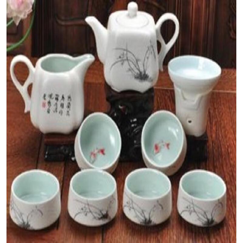 Туопай 11-предметный чайный сервиз из белого суетного нефрита