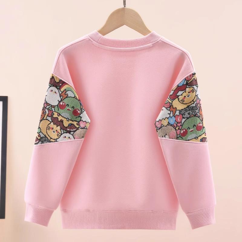 Girls' White Long Sleeve Sweatshirt - Spring Fashionable Top for Children