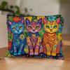 Bohemian Floral Cute Cat Print Women's Makeup Bag-Cosmetic Zipper Pouch,Suitable for Travel Toiletry Daily Use Accessory Case