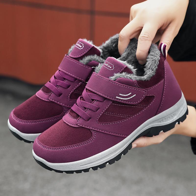 Fashion Middle Aged and Elderly Women's Cotton Shoes Couple's Cotton Shoes Healthy and Warm Plush Cotton Boots Velcro Strap