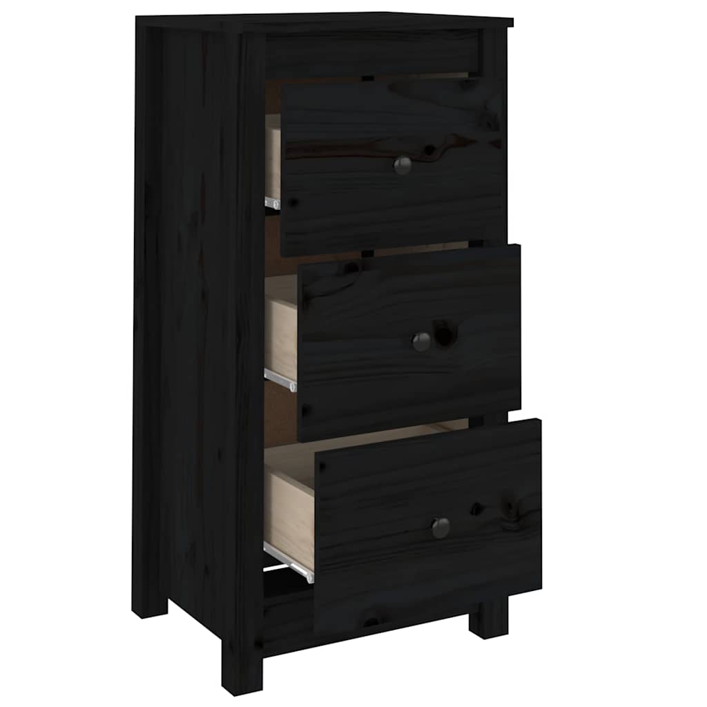 Sideboards 2 pcs Black 40 x 35 x 80 cm Solid Pine Wood