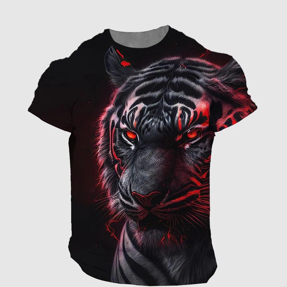 Oversized Men's T-Shirt 3D Tiger Print Tees Tops Summer Casual Mens Animal Pattern T Shirt Streetwear Quick Dry Fashion Clothes