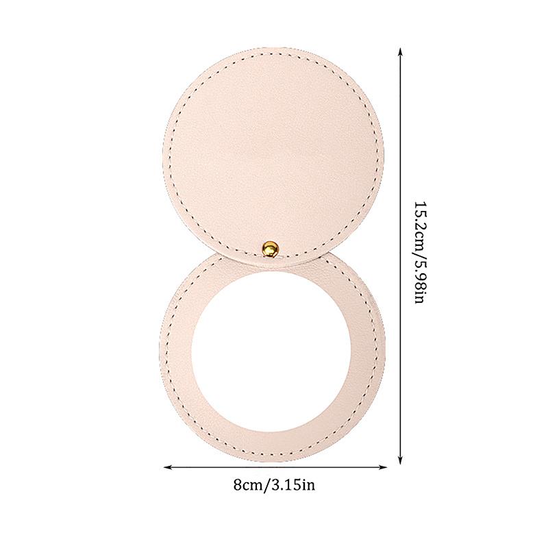Compact Mirrors Unbreakable Stainless Steel Mirror With Pu Leather Sleeve Mini Portable Makeup Mirror For Purse Pocket Travel