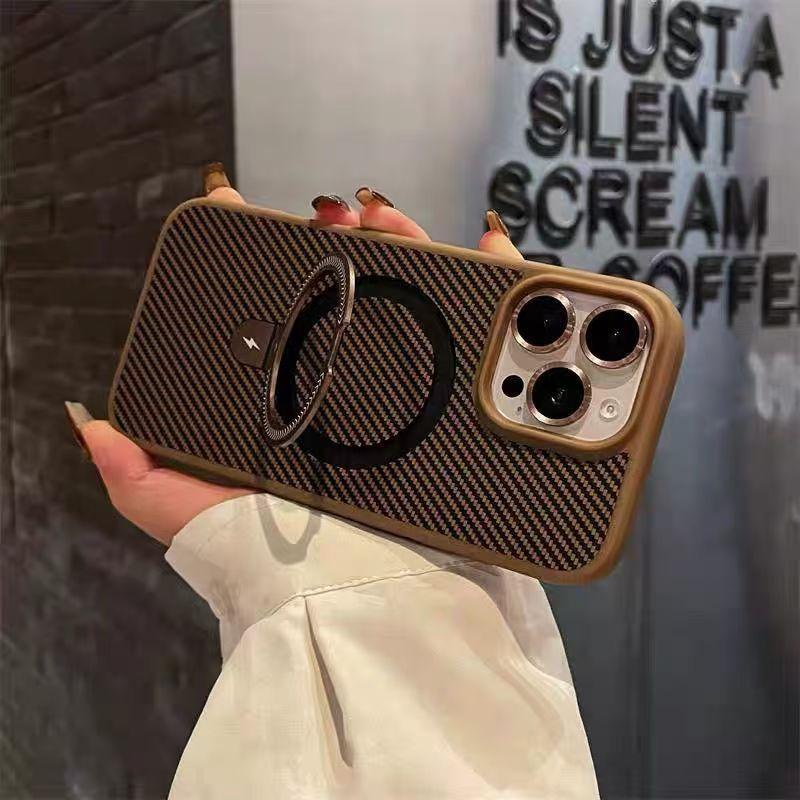 

Кевларовый чехол для телефона IPhone16promax с текстурой углеродного волокна, невидимая магнитная подставка, подходит для Apple 15 iPhone16Promax