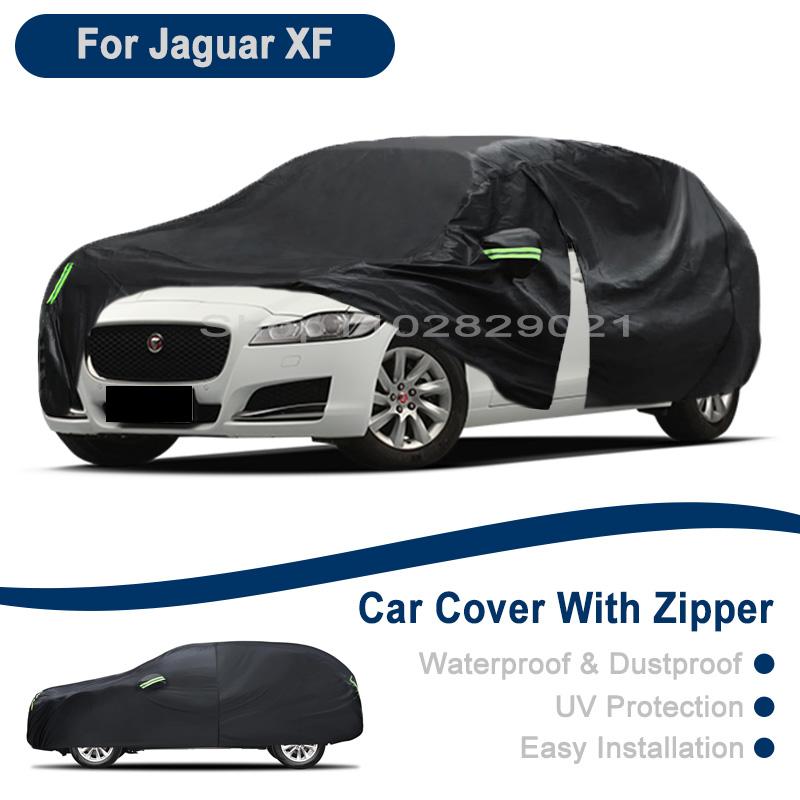 Outdoor Full Vehicle Cover For Jaguar XF - Side Zipper Design, Waterproof Dustproof Sun Protection Car Cover