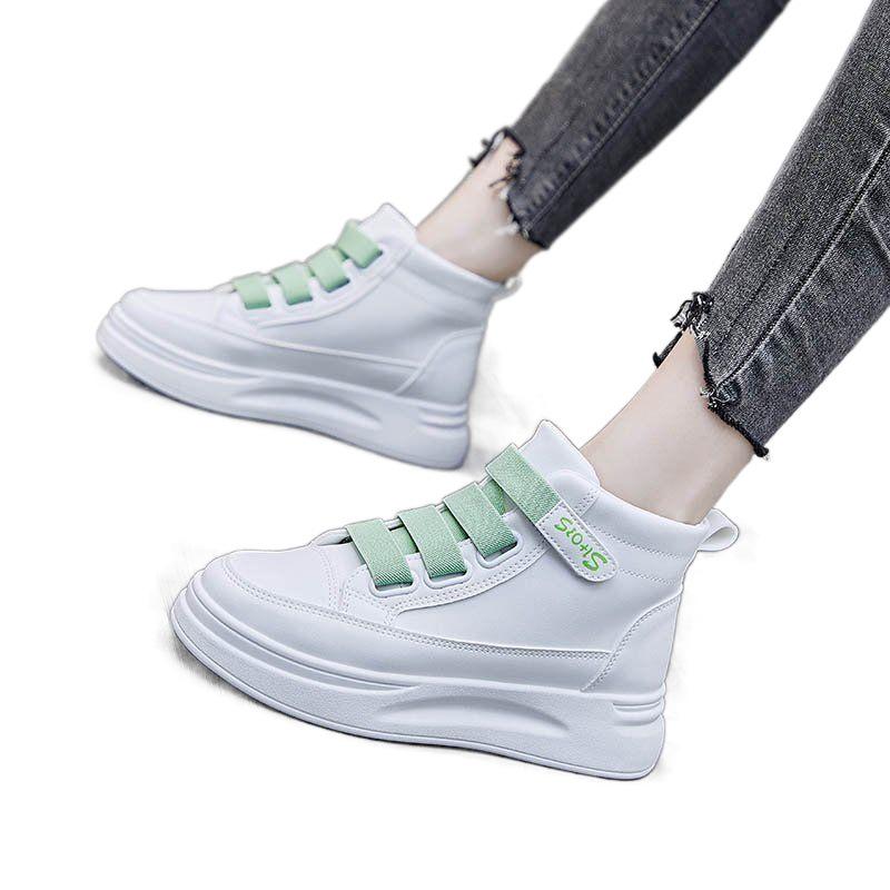 Scarpette bianche da donna, nuovi outfit primaverili, superficie in pelle famosa su Internet, suola spessa, scarpe casual alte per bambini e studenti