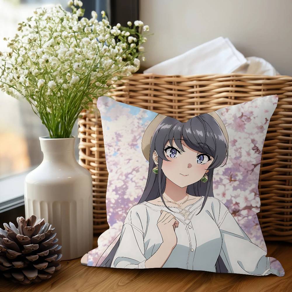 Sakurajima Mai Anime Cushion Cover Car Throw Pillow Case For Sofa Car Christmas Gift 40x40cm 45x45cm