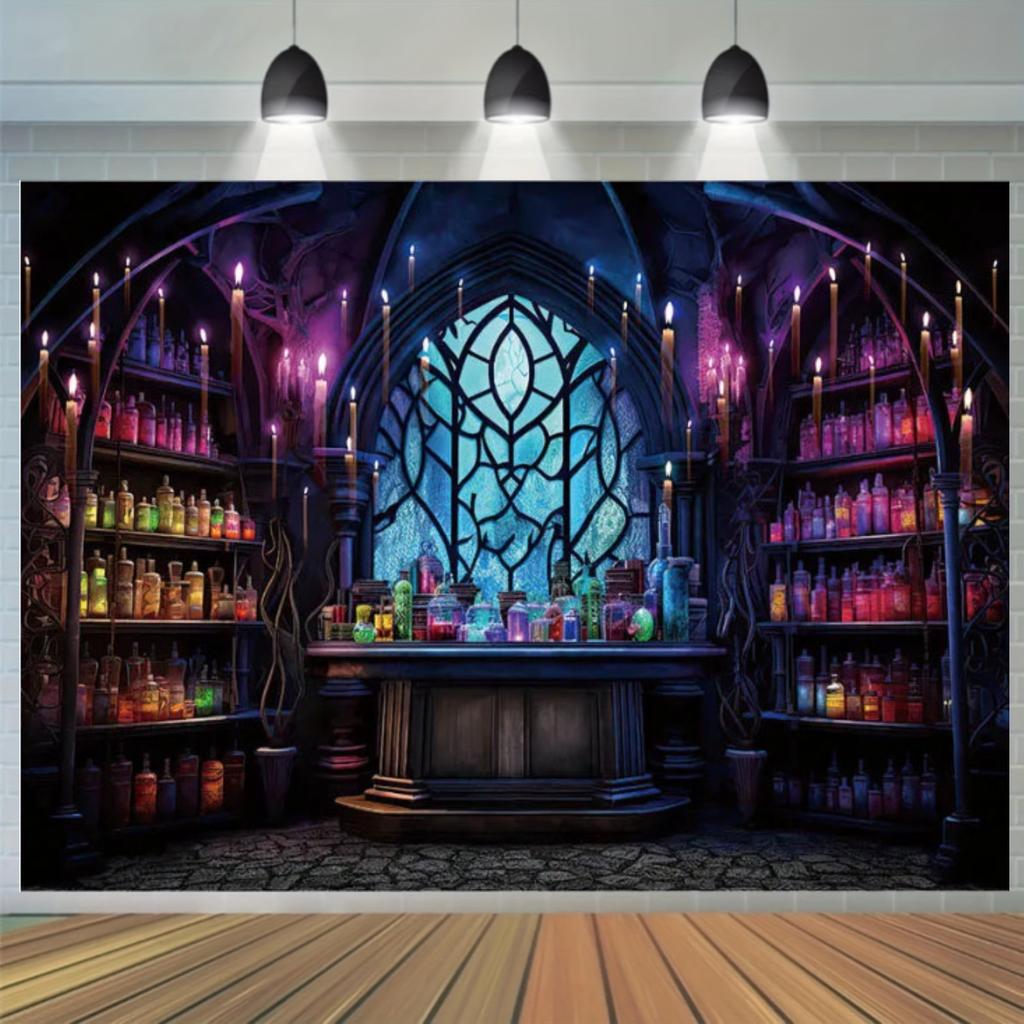 1pc 2D Flat Halloween Theme Banner Background Cloth, Retro Castle Design, Halloween Decoration, No Power Required——sjs