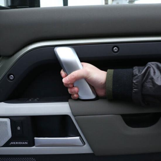 For Land Rover Defender 90 Matte Silver Inner Door Armrest 2020-2023 Cover Trim