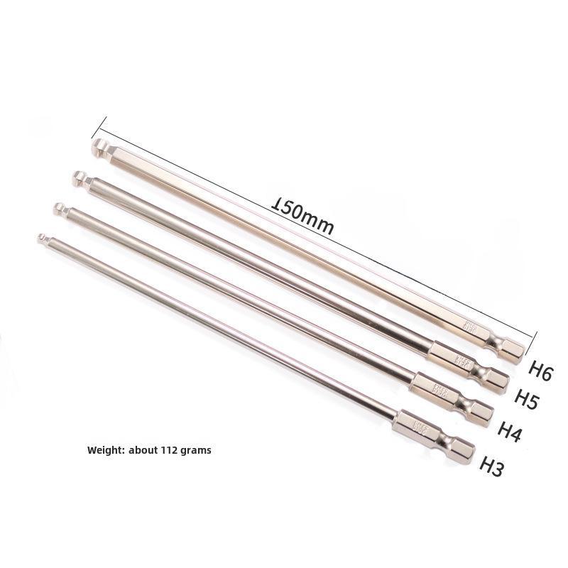 Magnetischer Sechskantschraubendrehersatz aus S2-Stahl mit Kugelkopf und Sechskantgriff für pneumatische/elektrische Schraubendreher.