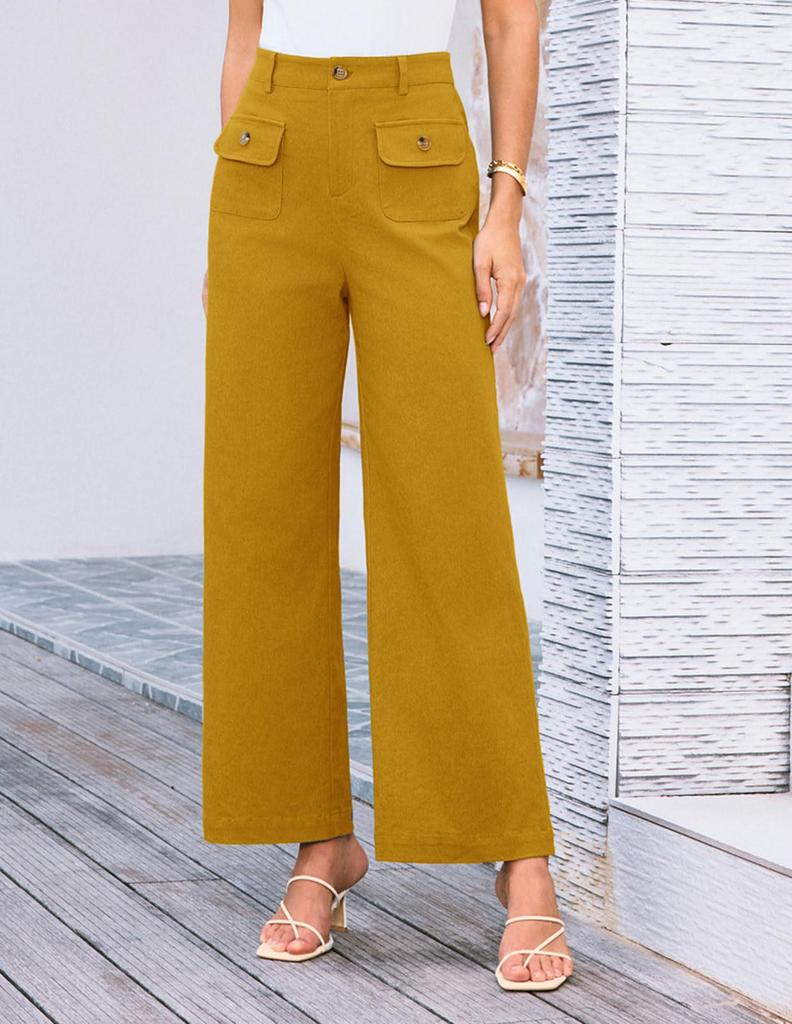2025 Women's High Waist Wide Leg Stretch Trousers with Pockets - Formal Casual Pants