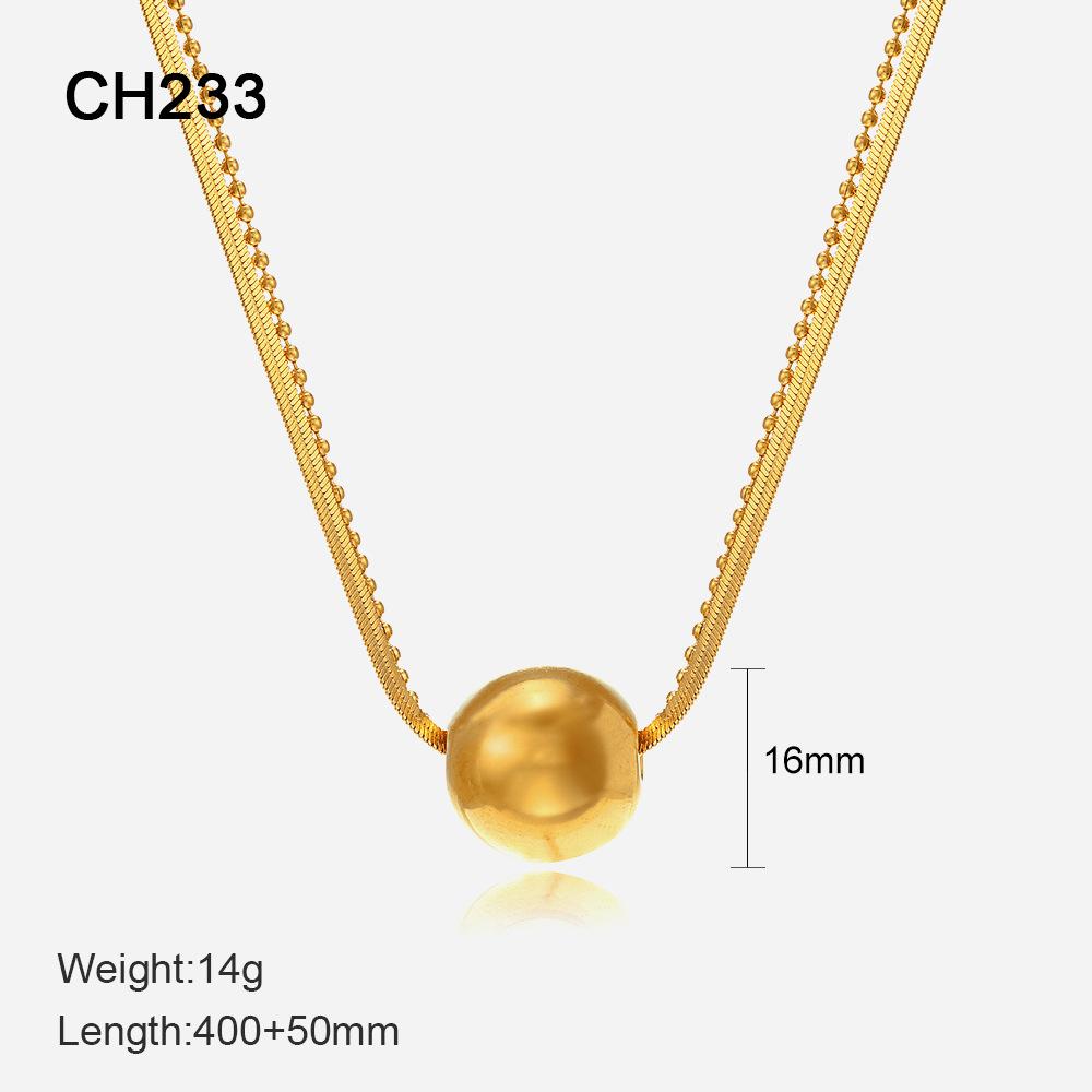 Europe and the United States popular titanium steel electroplating gold round item decoration wholesale design sense snake bone chain
