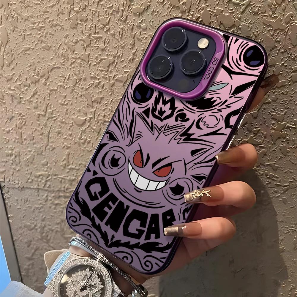 

Аниме чехол для телефона Gengar для iPhone 16 15 14 Plus 13 12 11 Pro Max X Xs XR 8 7 Матовый Цветной Серебристый Жесткий Чехол For iPhone 16 Plus