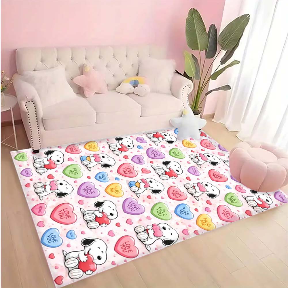 Snoopy Cartoon Print Rug Mat, Decorative Rug for Home, Bedroom, Bedside, Doormat, Bathroom Mat, Gift for Friends and Family.