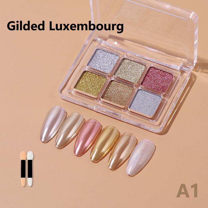 6 Colors Mirror Aurora Solid Nail Glitter Shine Nail Art Decorations Nail Charm Nail Decorations Nail Accessories