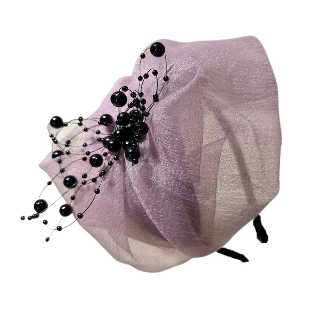 Half Caps Crepe Ruffle Hairhoop for Women French Headband 1920s Fascinator Hat Evening Dresses Hat for Formal Occasion