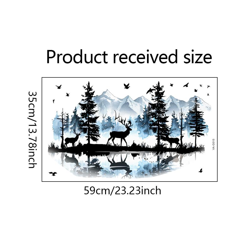 

Watercolor Forest Reflection Elk Bedroom Living Room Porch Home Background Decorative Wall Sticker Self-Adhesive 35x59cm