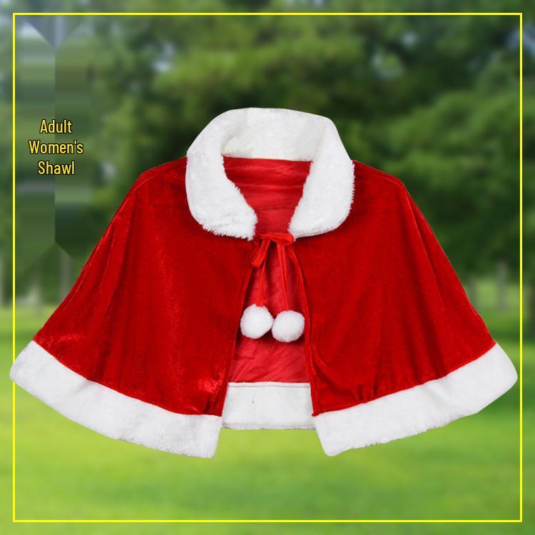 Sciarpa e Mantello Performance di Babbo Natale - Costume da Gioco di Ruolo Natalizio per Adulti e Bambini