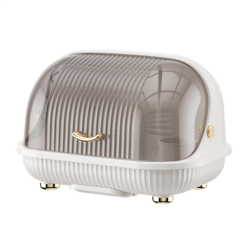 Dish Drying Rack Transparent Top Dust Prevention Kitchen Dish Drying Container for Cultlery Bowl Tea Cup Nursing Bottle Dinner