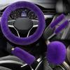 5PCS Fluffy Car Steering Wheel Cover Set, Includes Faux Fur Gear Shift Cover & Handbrake Cover & Steering Wheel Protector & 2 Seat Belt Shoulder