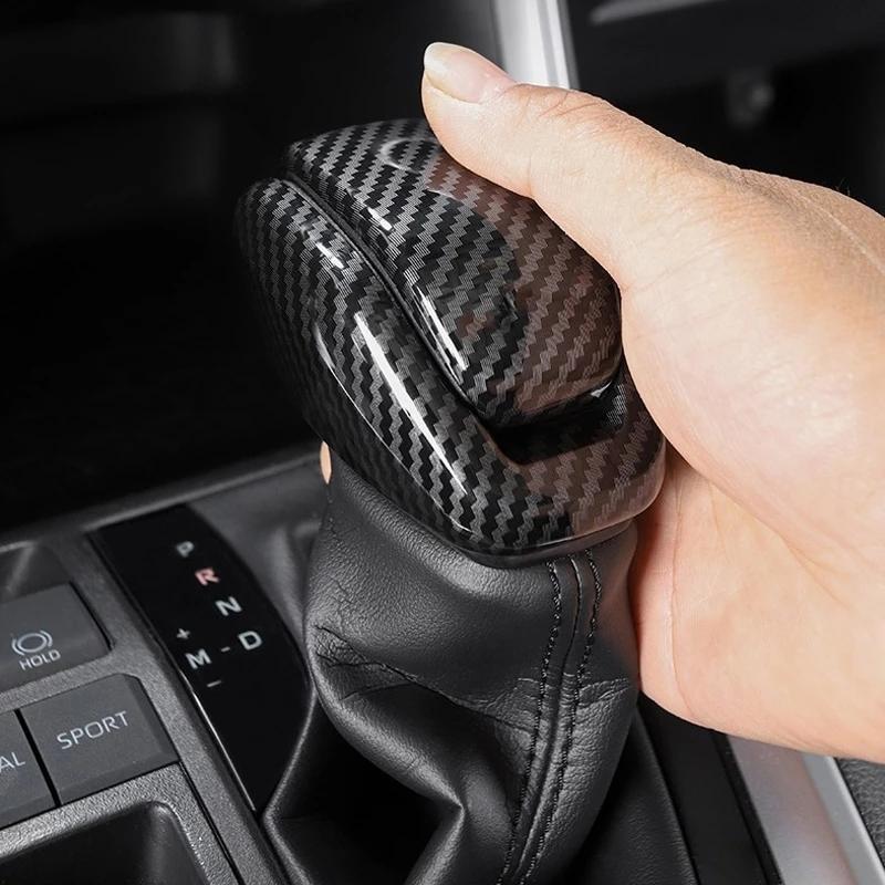 For Toyota Camry 2024 ABS Chrome Carbon Fiber Black Car Gear Shift Head Knob Frame Cover Trims Sticker Car Styling Accessories