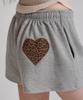 LIKE THE MOST 3-Part Leopard Heart Pocket Applique Training Pants_Gray