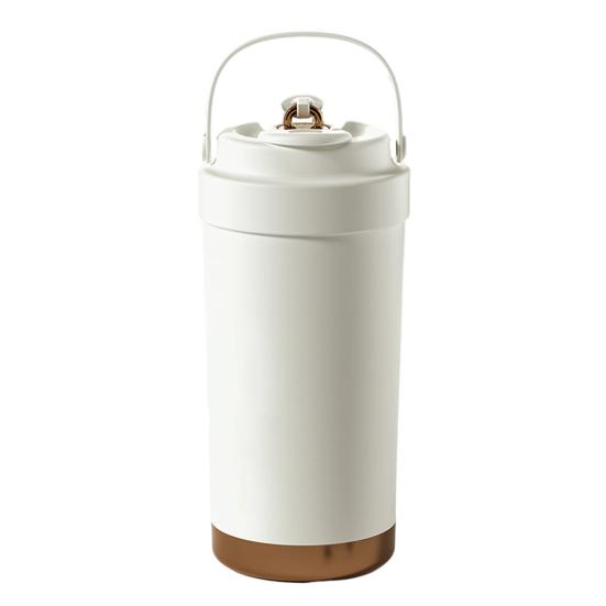 Stainless Steel Coffee Mug Double Wall Insulated Mug 500ml Large Capacity Ceramic Vacuum Flasks Reusable Home Drinkware with Straw
