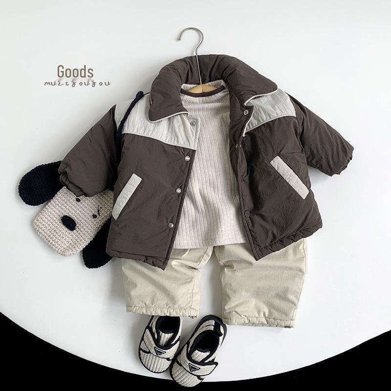 Zimní dětská prošívaná bunda z bavlny 2025: Hustý, teplý kabát v korejském stylu pro chlapce a dívky