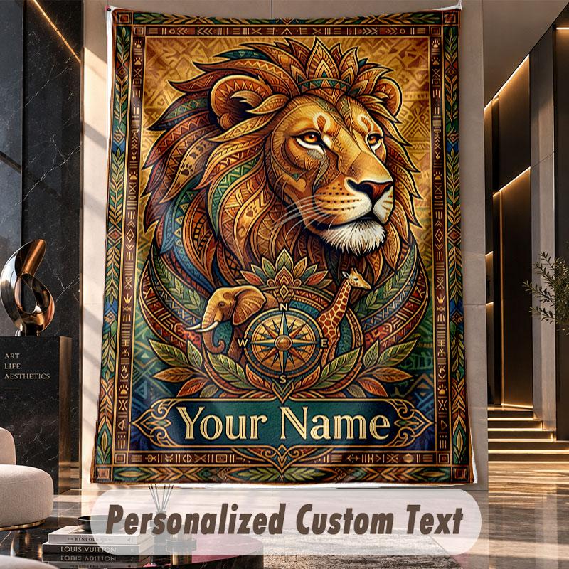 Lion Tiger Leopard (112) Theme Custom Tapestry Personalized Custom Name Text Wall Hanging Tapestry Home Decor Background Cloth