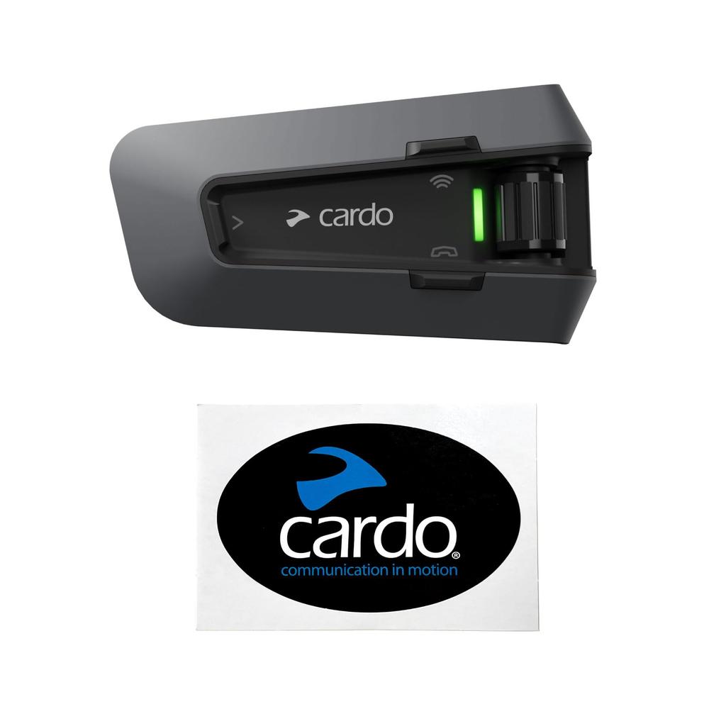 Cardo PACKTALK EDGE Motorcycle Intercom for Includes Official Brand Logo Sticker 1-15 People, (PT200001-STKC0069)