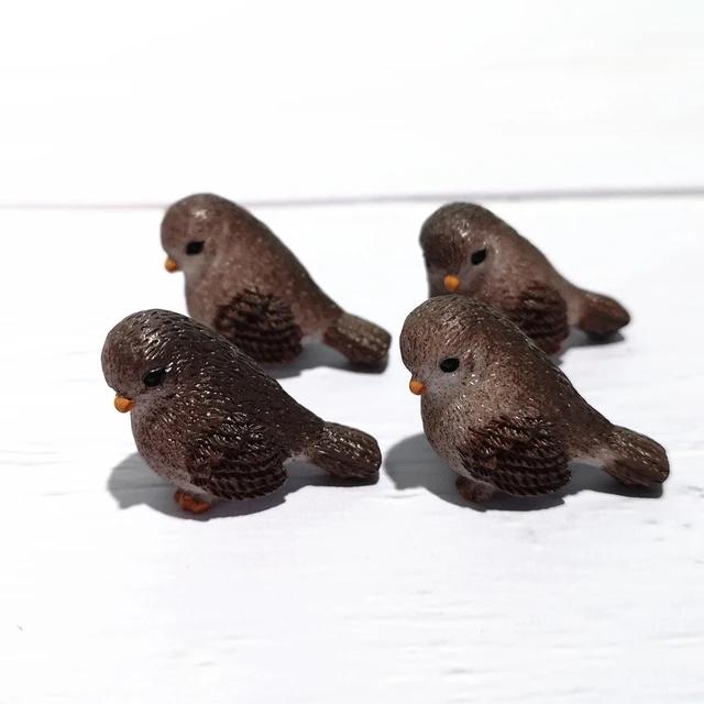 4 Pcs/set Resin Home Ornament Cute Little Birds Animal Model Figurine Glass Decor Miniature Craft Garden DIY Accessories