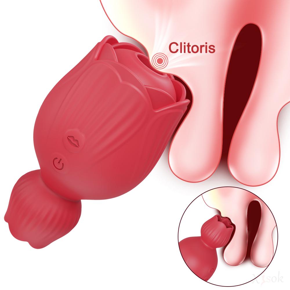 Sucking Rose Tongue Licking Vibrator for Women Clitoris Stimulator Oral Nipple Vacuum Clit Sucker Female Sex Toys for Adults
