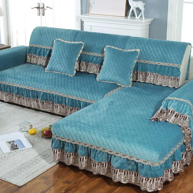 Four Seasons Sofa Cover Modern Minimalist Sofa Lace Cushion Winter Plush Household  European Anti Slip Fabric Sofa Napkins